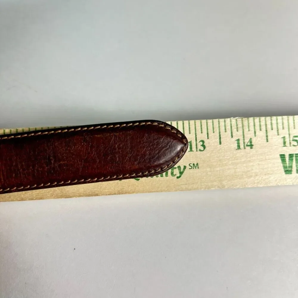 The Bridge Men's Brown Leather Vintage Luxury Italian Brass Buckle Belt Size 44